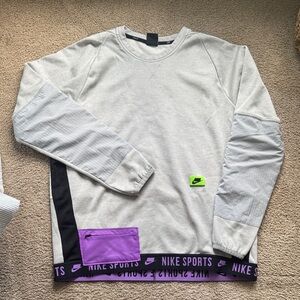 Nike Light Gray Sweatshirt with Purple and Black Details